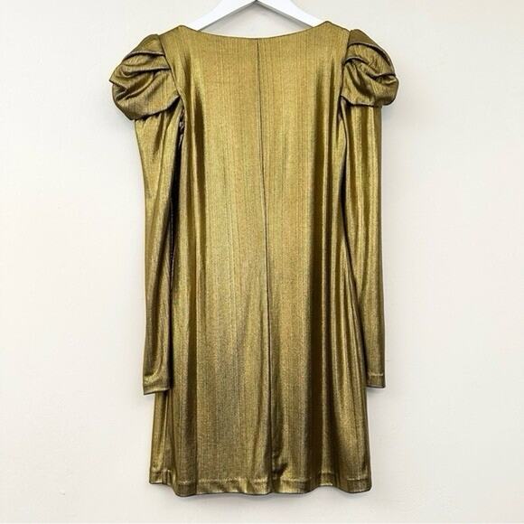 Amanda Uprichard Metallic Gold Lame Cinderella Dress S Revolve Bodycon NYE - Picture 7 of 10